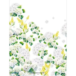 Torchon lin & coton lavé 190 g/m² imprimé blanc jaune Annabelle mimosa