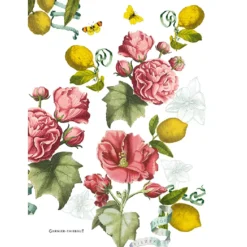 Torchon lin & coton lavé 190 g/m² imprimé multicolore Citrons de menton romance