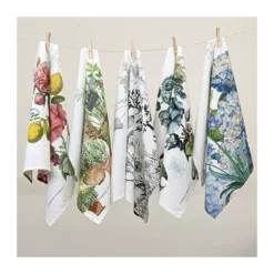 Torchon lin & coton lavé 190 g/m² imprimé multicolore Jardin aromatique provence