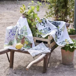 Torchon lin & coton lavé 190 g/m² imprimé multicolore Jardin aromatique provence