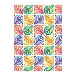 Torchon pur coton imprimé multicolore Mille peacock summer