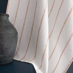Torchon pur coton lavé motif jacquard blanc orange Rimini terracotta