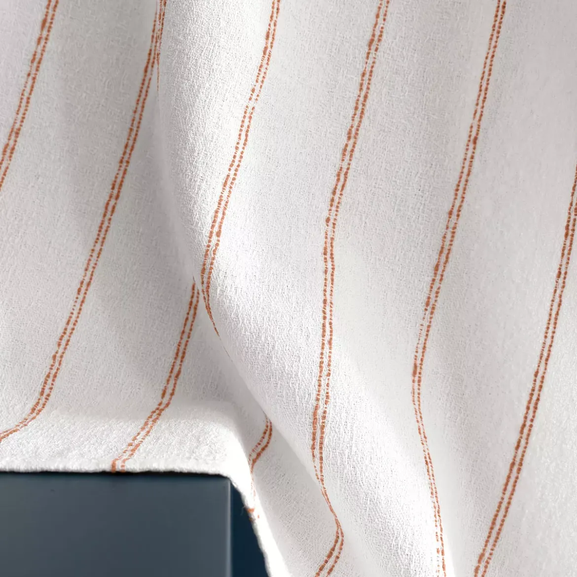 Torchon pur coton lavé motif jacquard blanc orange Rimini terracotta