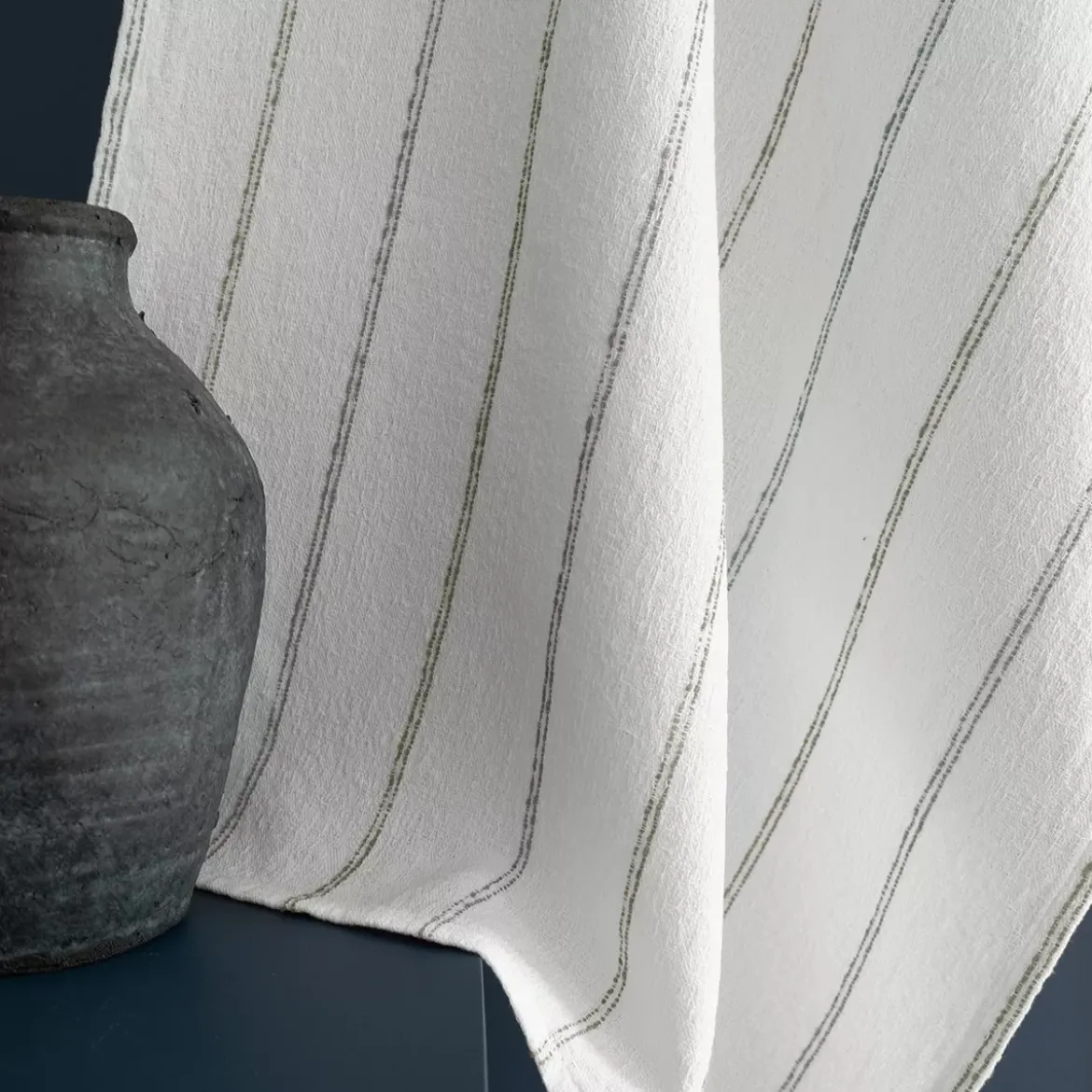 Torchon pur coton lavé motif jacquard blanc vert Rimini verde