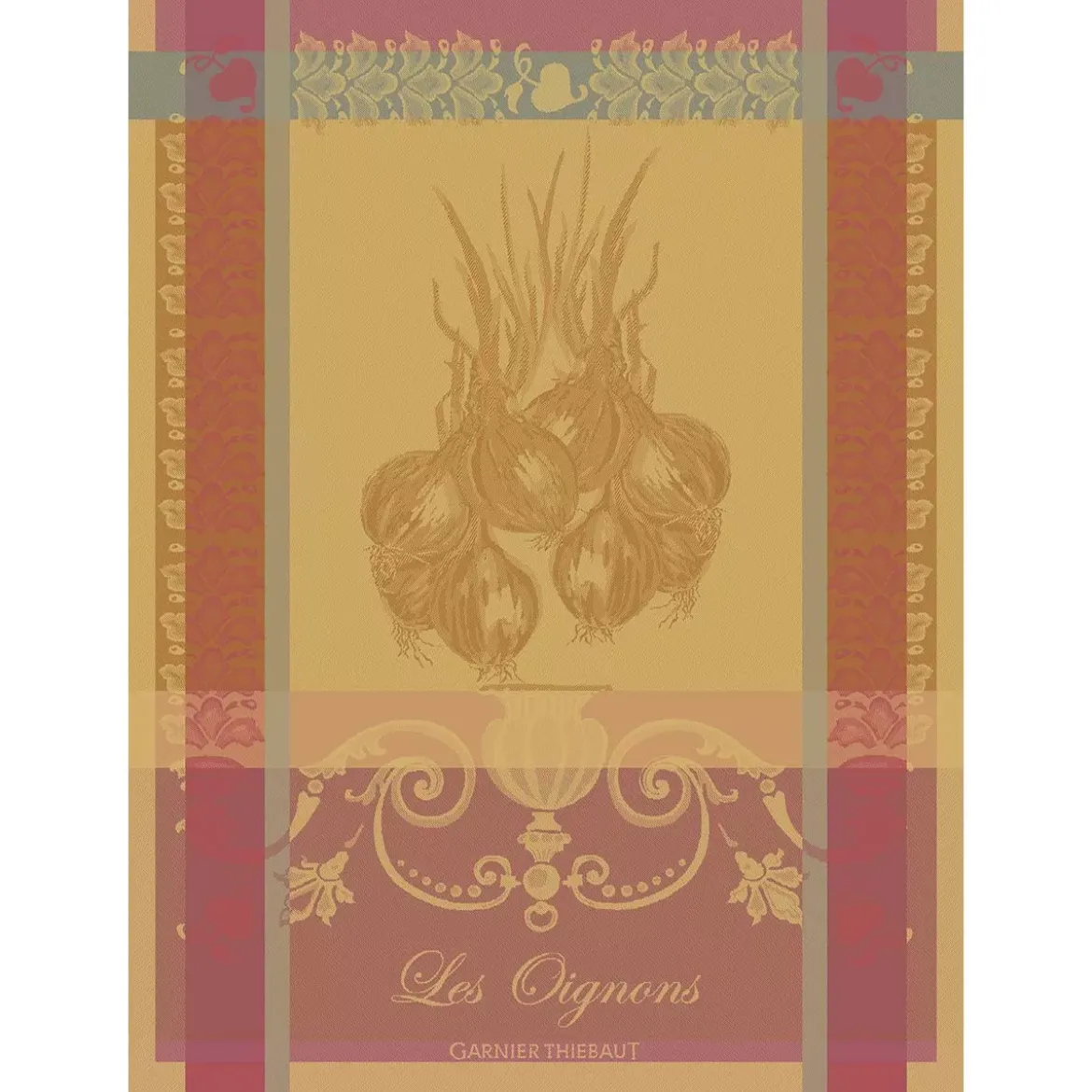 Torchon pur coton motif jacquard orange Les oignons ambre