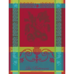 Torchon pur coton motif jacquard rouge Les betteraves rouge