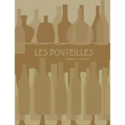 Torchon pur coton motif jacquard beige Les bouteilles chaume