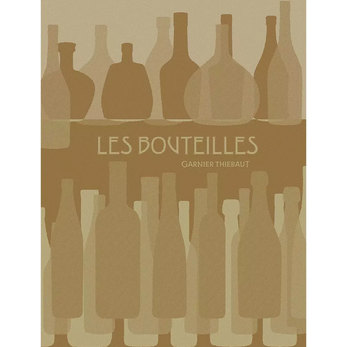 Torchon pur coton motif jacquard beige Les bouteilles chaume