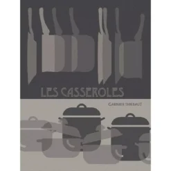 Torchon pur coton motif jacquard gris Les casseroles charbon