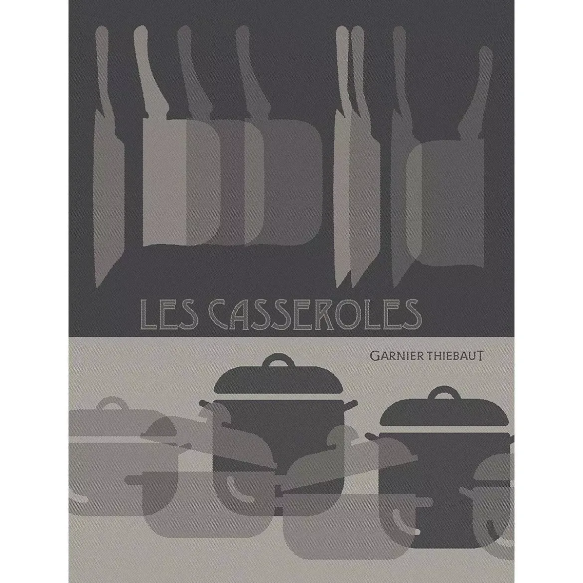 Torchon pur coton motif jacquard gris Les casseroles charbon
