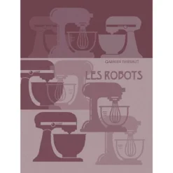 Torchon pur coton motif jacquard rouge Les robots framboise