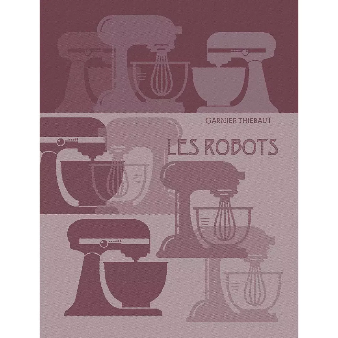 Torchon pur coton motif jacquard rouge Les robots framboise