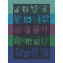 Torchon pur coton motif jacquard bleu anthracite Les mugs nocturne