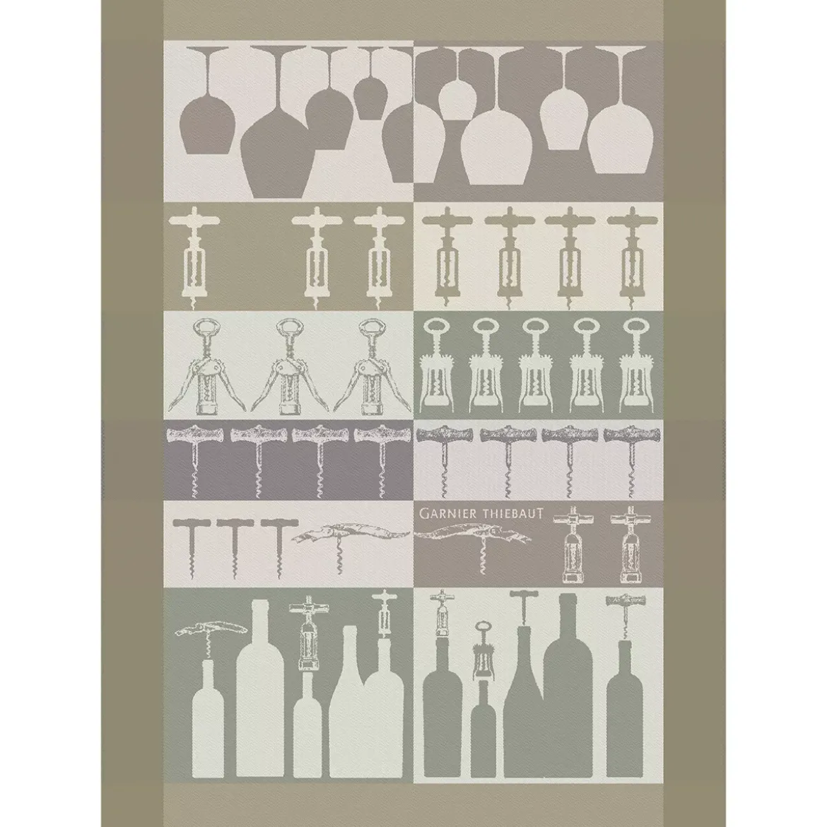 Torchon pur coton motif jacquard beige ecru Sommelier beige