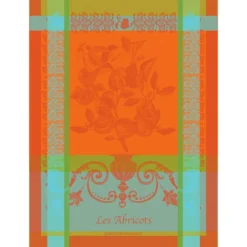 Torchon pur coton motif jacquard orange Les abricots orange